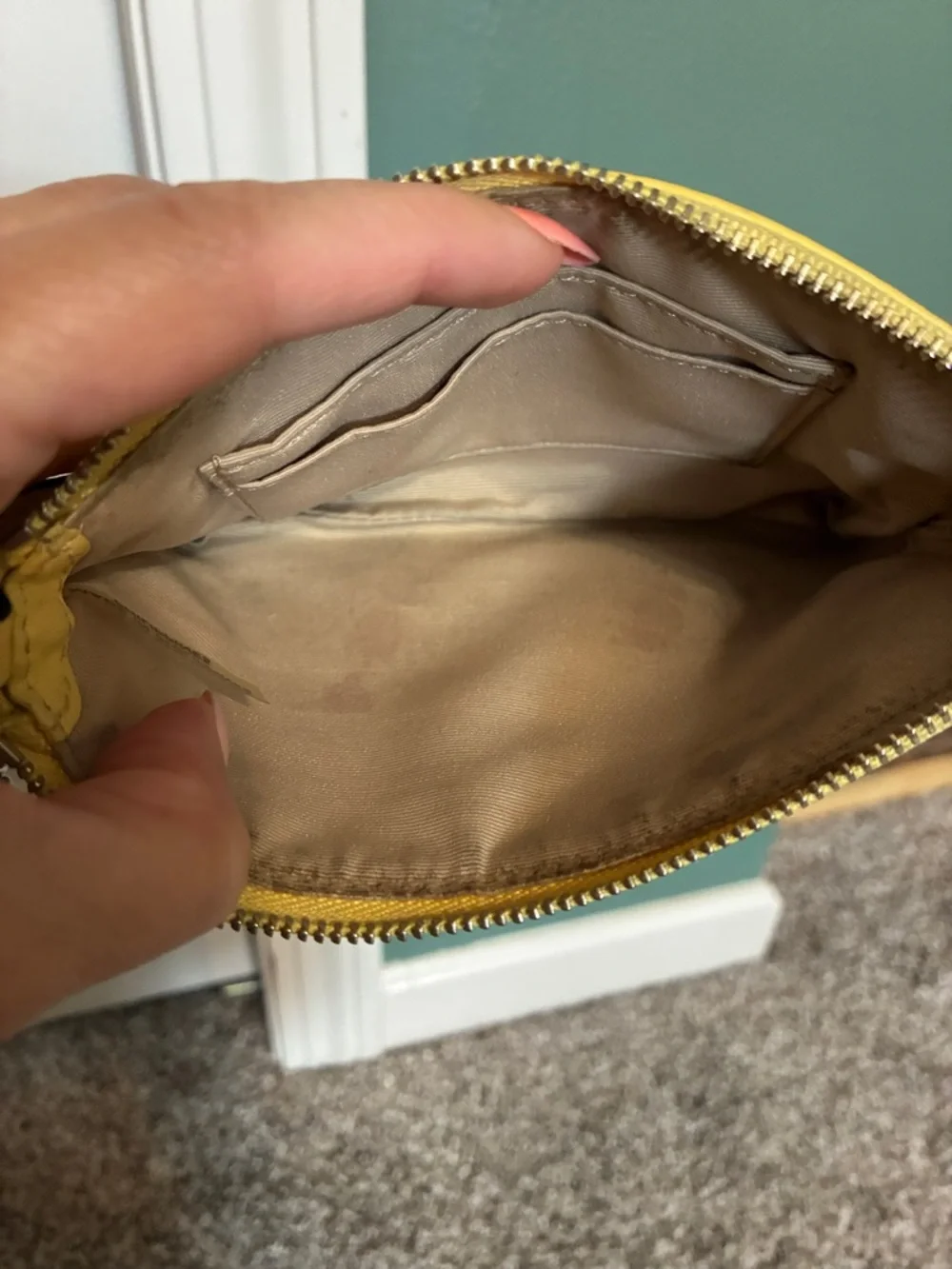 Coach Butter Yellow Pebbled Leather Wristlet Hang tag